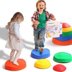 makarci Stepping Stones for Kids, 5pcs Non-Slip Plastic Balance stones, Promoting Children's Coordination Skills Sensory Play Equipment, toddler toys for Age 3 4 5 6 7 8 Years