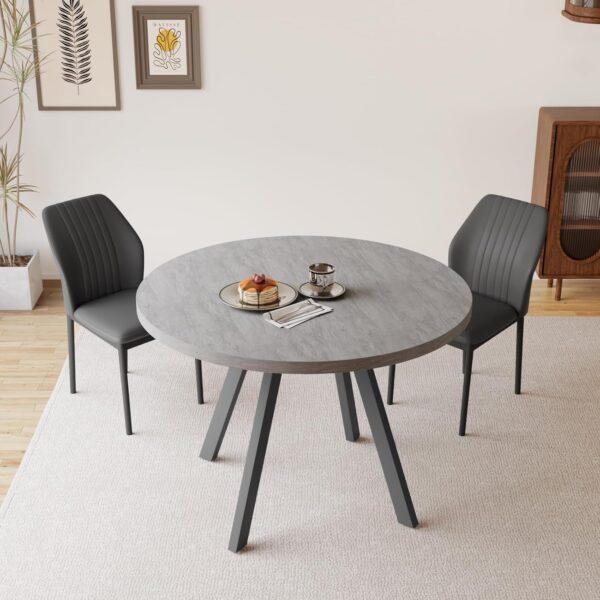 Round Dining Table Set for 2, Modern Casual Coffee Table Set for Kitchen, Living Room, Apartment, Space Saving (Dining Table + 2 Black Chairs) - Image 6