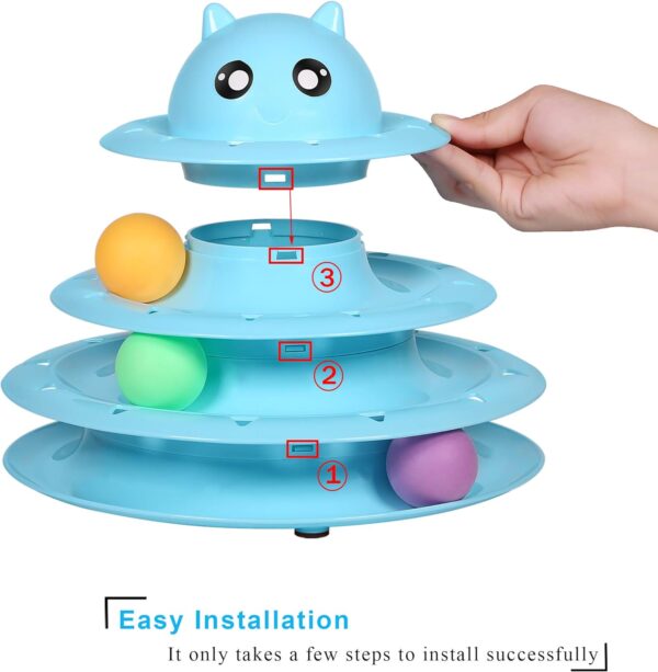UPSKY Cat Toy Roller 3-Level Turntable Cat Toys Balls with Six Colorful Balls Interactive Kitten Fun Mental Physical Exercise Puzzle Kitten Toys - Image 3