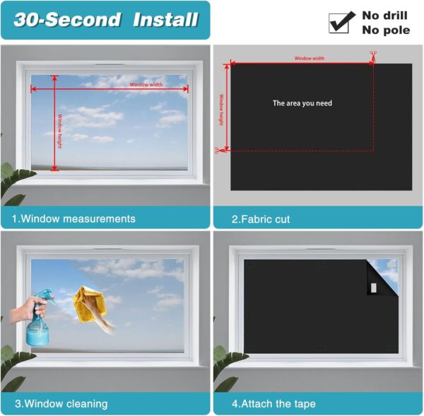 Changshade Portable Blackout Shades for Windows, Travel Stick On Blackout Curtains No Drill 100% Black Out, Blackout Window Cover Temporary Blinds for Baby, Nursery, Bedroom, 57" Width X 118" Heiht - Image 6