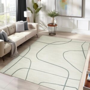 jinchan Area Rug 5x7 Washable Rug Abstract Rug Grey Gray Rug Aesthetic Minimalist Rug Indoor Floor Cover Carpet Thin Rug Accent Modern Rug Lightweight Kitchen Living Room Bedroom Dining Room Office