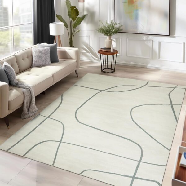 jinchan Area Rug 5x7 Washable Rug Abstract Rug Grey Gray Rug Aesthetic Minimalist Rug Indoor Floor Cover Carpet Thin Rug Accent Modern Rug Lightweight Kitchen Living Room Bedroom Dining Room Office