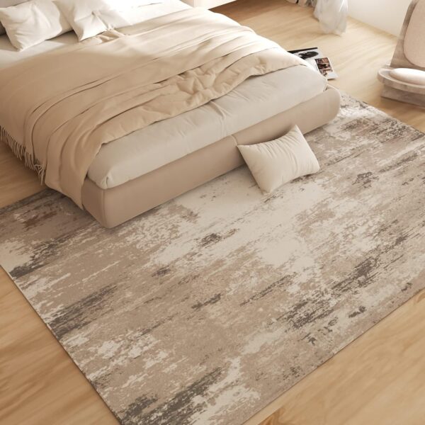 OIGAE Machine Washable Rug - 5x7 Area Rug Low-Pile Non-Shedding Foldable Abstract Modern Rugs, Stain Resistant Anti Slip Backing Rugs for Living Room&Bedroom&Dining Laundry Home Office Carpet, Brown - Image 7