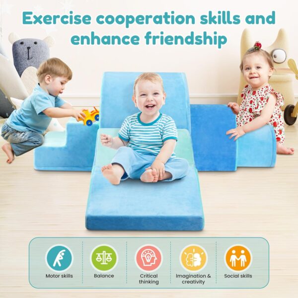 5Pcs Foam Climbing Blocks for Toddlers, Soft Climbing Toys for Toddlers with Foldable Block and Tunnel, Baby Foam Climbing Blocks Indoor Climb and Crawl Activity Play Set - Image 3