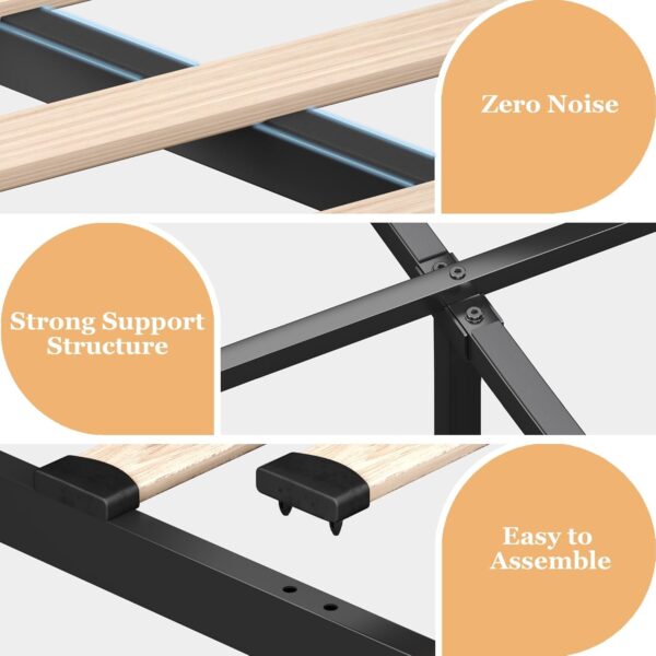 Queen Bed Frame with Storage Drawers, Upholstered LED Bed Frame Queen Size with Wingback Headboard, Platform Bed Frame with Storage, No Box Spring Needed, No-Noise, Easy Assembly - Image 6