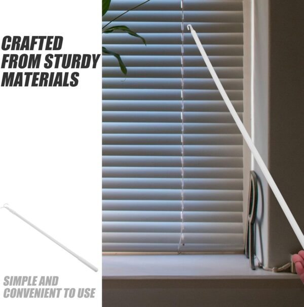 HOMSFOU 24 Inch 60cm Blind Wand Vertical Blinds Replacement Parts Blind Rod Curtain Blind Wand with Hook White Plastic Blind Opener Long Window Blind Stick Tilt Rod - Image 3