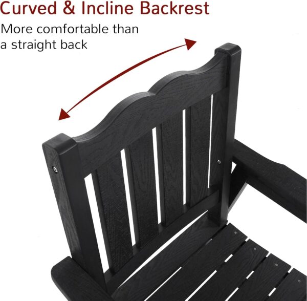Stoog All-Weather Patio & Garden Chair, Outdoor Dining Chair with Curved Backrest, 400 lbs Support Porch Chair, Black - Image 6