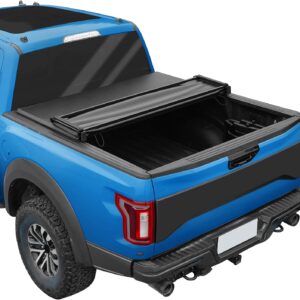 Soft Quad-Fold Truck Bed Tonneau Cover Compatible with 2004-2014 Ford F-150 2006-2014 Lincoln Mark LT 5.5FT Bed