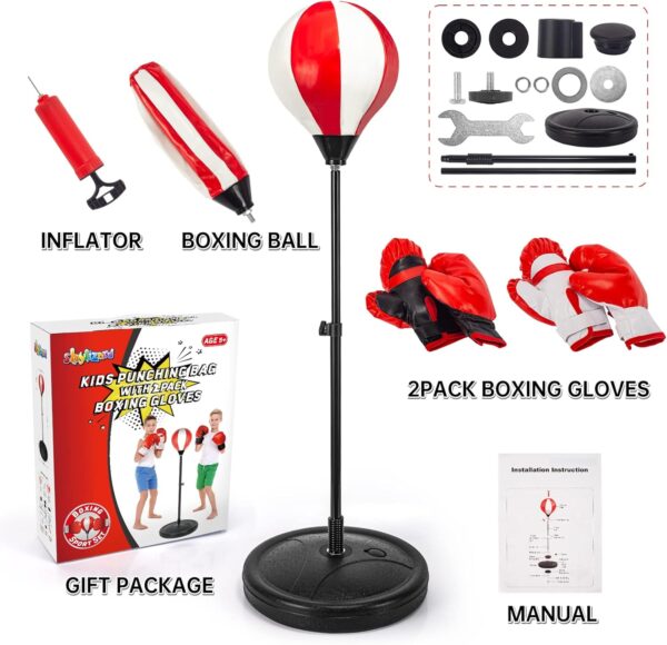 Punching Bag for Kids Included 2 Pack Boxing Gloves, Boxing Toys for Boys, Boxing Bag Sets with Height Adjustable Stand, Gifts for Boys & Girls Age 5,6,7,8,9,10 Years Old - Image 4