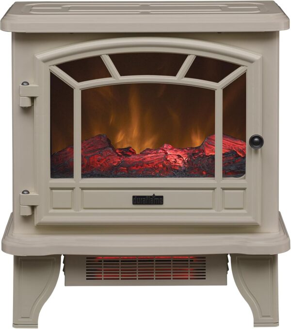Duraflame Electric Fireplace Stove 1500 Watt Infrared Heater with Flickering Flame Effects - Cream - Image 5