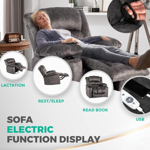 Recliner Chair Massage Rocker with Heated Modern Ergonomic Lounge Swivel Single Sofa Seat Living Room Recliners on Clearance Foam Filling Grey - Image 3