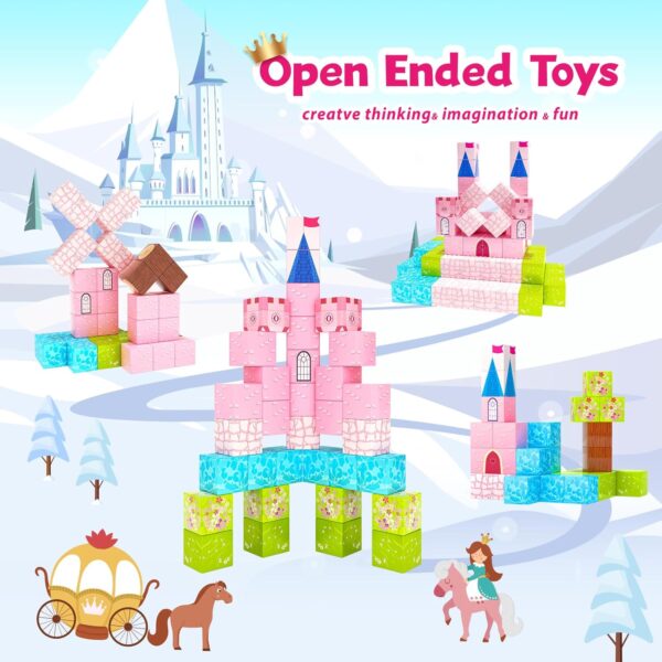 Magnetic Blocks-Princess Toys, Creative Magnetic Building Blocks Toddler Toys, Birthday Gifts for Kids 3+ Years Old, STEM Montessori Sensory Toys for Boys & Girls Age 3-4 4-5 6-8 - Image 2