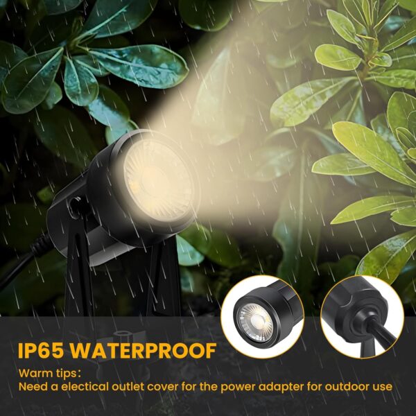 Svater Landscape Lighting Low Voltage,4 Pack Outdoor Spotlights with Transformer, Plug in LED Spot Lights for Yard, Backyard,House 12V 3000K Warm White, IP65 Waterproof - Image 4