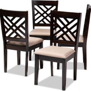 Baxton Studio Caron Dining Chair and Dining Chair Sand Fabric Upholstered Espresso Brown Finished Wood Dining Chair