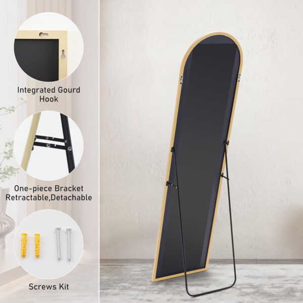 Sweetcrispy Arched Full Length Mirror 59"x16" Full Body Floor Mirror Standing Hanging or Leaning Wall, Arch Wall Mirror with Stand Aluminum Alloy Thin Frame for Bedroom Cloakroom Living Room,Gold - Image 5
