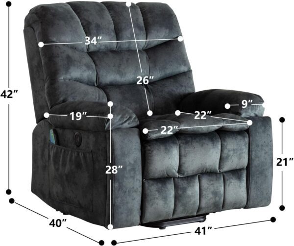 Phoenix Home Power Lift Chair with Massage and Heat for Elderly Recliner, Green Grey - Image 3