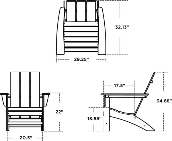 Polywood AD420BL Modern Adirondack Chair, Black - Image 3