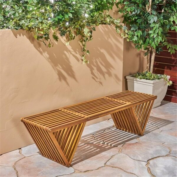 Christopher Knight Home Esme Outdoor Acacia Wood Bench, Teak Finish - Image 2