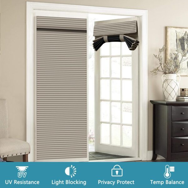 French Door Curtains Door Blinds Style,Light Brown 25x70 Inch Length Blackout Door Curtains,Privacy Door Curtains for Door Window,Bedroom,Office,Thermal Insulated Tie Up Shade 1 Panel - Image 7