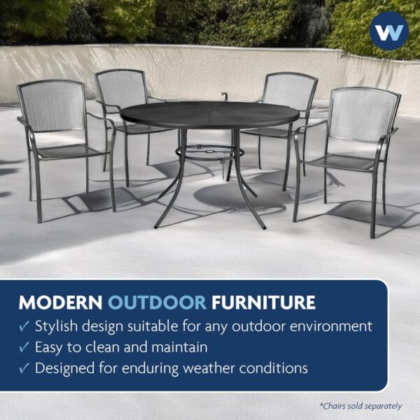 48” Round Patio Table - Seats 2-4 People | Stylish Steel Mesh Pattern | Extremely Durable | Lifetime Outdoor Use | Withstands All Weather Conditions | Highland Collection - Image 5
