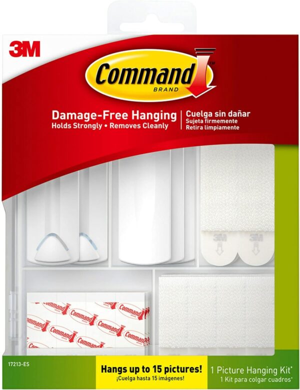 Command Picture Hanging Kit, Various Sized Picture Hanging Hooks and Strips to Hang Up to 15 Pictures, Indoor Use, Decorate Damage-Free,White