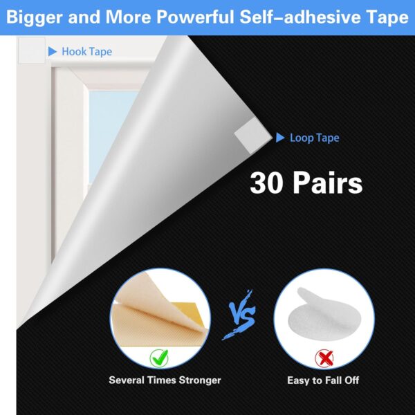 100% Blackout Window Cover, 90" x 57" Portable Blackout Curtains, No Drill Cuttable Shades & Blinds with 30 Pairs Hook & Loop Tabs, Removeable Blackout Curtains for Bedroom/Nursery/Travel - Image 4