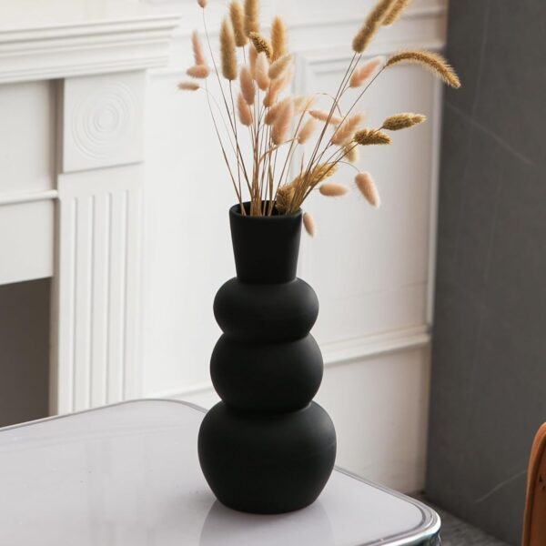Black Ceramic Vase, Modern Dried Flower Vase, Black Matte Pampas Flower Vases, Boho Home Decor for Centerpiece Wedding Dinner Table Party Living Room Office Bedroom, Housewarming Gift - Image 6