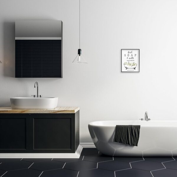 Stupell Industries Fresh Soap And Water Bath Tub Bathroom Design Framed Giclee Art Design By Artist Lettered and Lined - Image 2