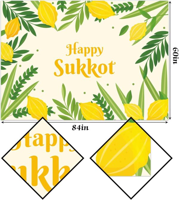 Sukkot Tablecloth Sukkah Decoration Etrog Lulav Jewish Holiday Supplies Rectangular Kitchen Dining Room Home Table Cloth 60×104inches - Image 2