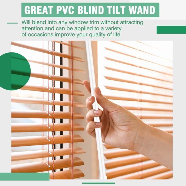 Therwen 2 Pcs PVC Long Blind Wand Replacement with Hook and Handle White Vertical Blinds Wand Opener Stick Curtain Wand Tilt Rod for Windows Accessory Curtain Door Shades (17 inch) - Image 6