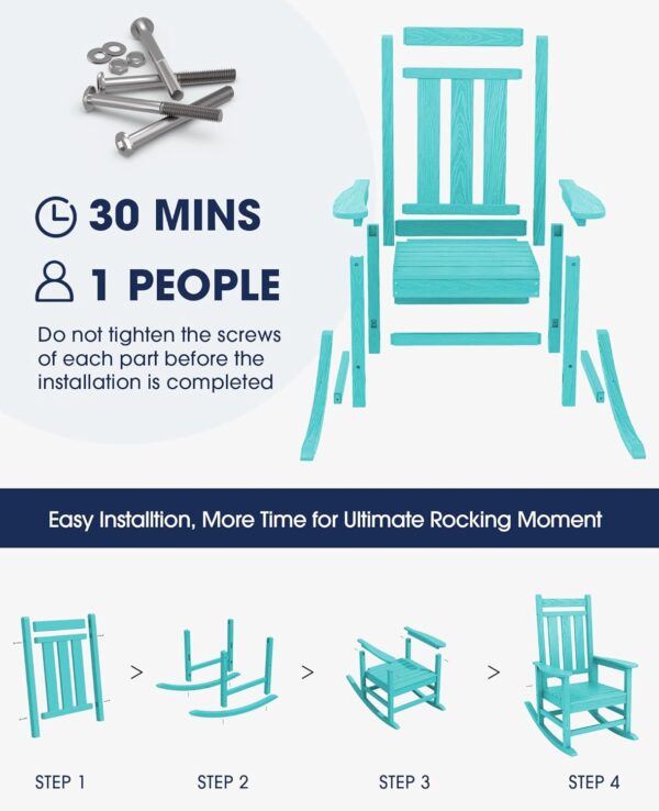 KINGYES Outdoor Patio Rocking Chair, Aruba - Image 4