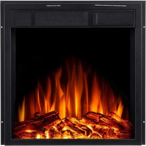 R.W.FLAME 34" Electric Fireplace Insert Adjustable Flame Colors, Log Colors, Flame Speed and Brightness, Remote Control, 750W/1500W(34"x26")