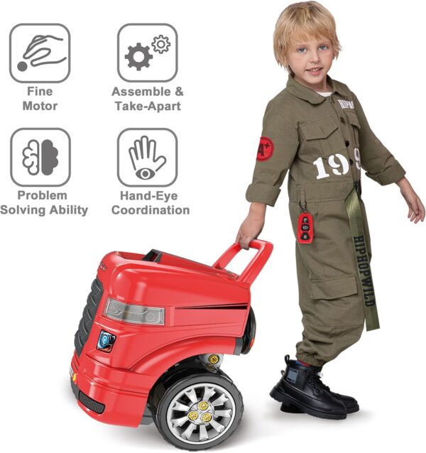 iPlay, iLearn Large Truck Engine Toy, Kids Mechanic Repair Set for 3-5 Yr Toddlers, Big Builder Kit, Take Apart Motor Vehicle Pretent Play Car Service Station, Gifts 4 6 7 8 Year Old Boy Child - Image 6