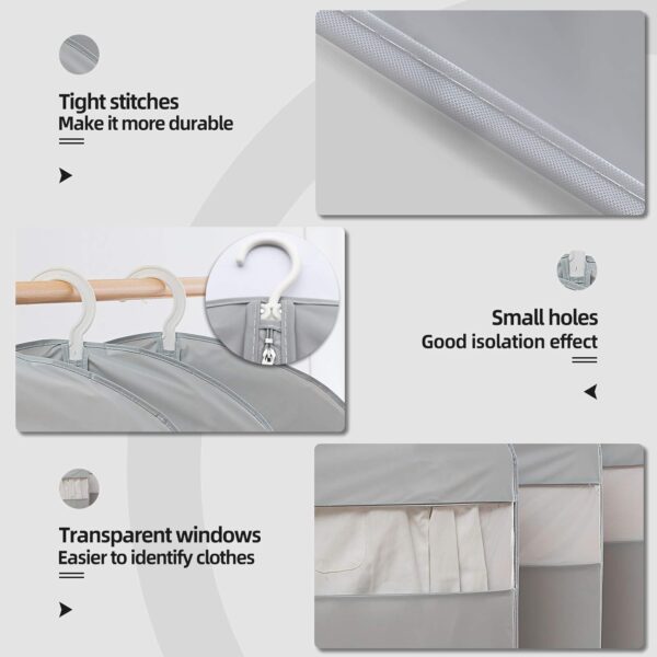 Dress Bags for Gowns Long, 65'' Long Dress Clear Garment Bag(Set of 2, 23.3'' X 65'') - Image 3