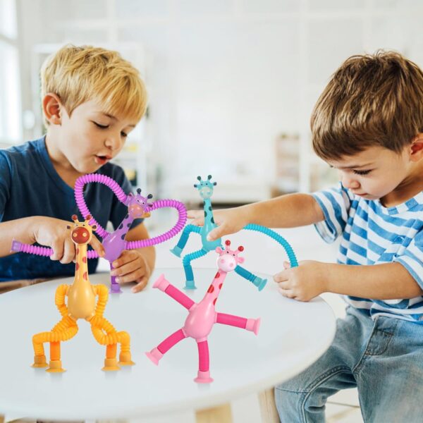 4 Pack Telescopic Suction Cup Giraffe Toy, Sensory Tubes for Toddler, Fidget Toys for 3 4 5 6 7 8 Year Old Boys Girls, Toddler Travel Toys,Christmas Stocking Stuffers for Kids - Image 5