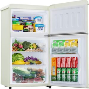 Mini Fridge with Freezer Quite: 3.2 Cu.Ft Mini Refrigerator with 2 Doors - Compact Small Refrigerator - for Bedroom Dorm Office Apartment Fridge - Creamy White