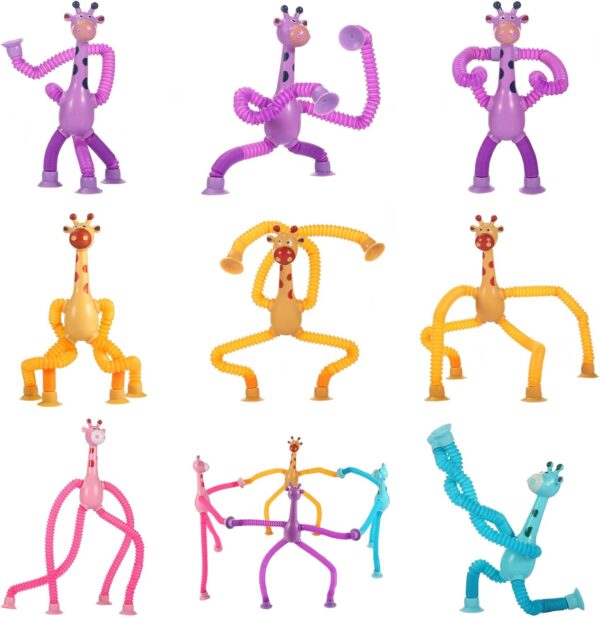 4 Pack Telescopic Suction Cup Giraffe Toy, Sensory Tubes for Toddler, Fidget Toys for 3 4 5 6 7 8 Year Old Boys Girls, Toddler Travel Toys,Christmas Stocking Stuffers for Kids - Image 7