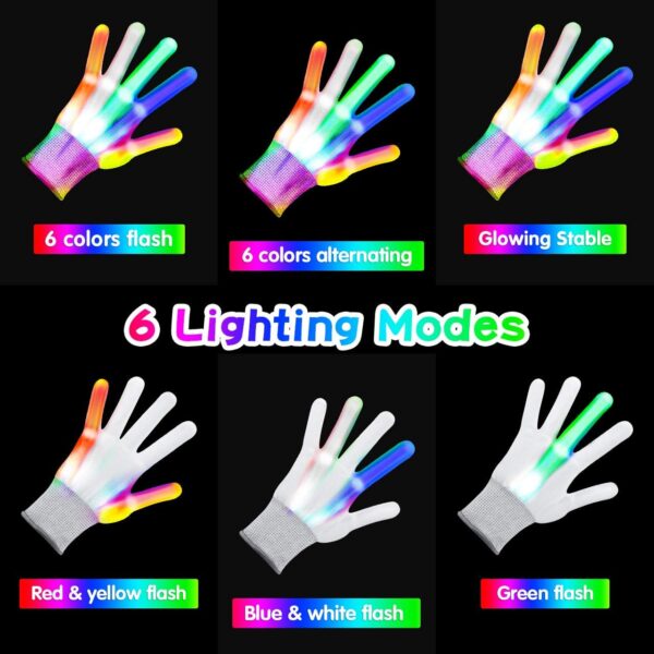 Kids Toys LED Gloves,Boy Toys Age 3-12 Year Old with 6 Flash Mode,Cool Toys Stocking Stuffer for Birthday Halloween Christmas - Image 4