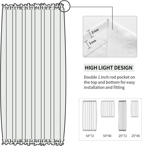 DWCN French Door Curtains – Rod Pocket Thermal Blackout Curtain for Doors with Glass Window, Kitchen and Patio Doors for Privacy, 25 X 72 Inches long, 1 Curtain Panel with Tieback, Greyish White - Image 3