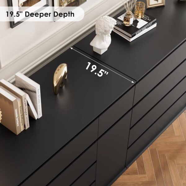 FOTOSOK 5 Drawer Dresser, Black Dresser Modern Dresser for TV Stand, Double Dresser Wide Storage Chests of Drawer with Door, Deep Drawers and Wide Storage Space - Image 4