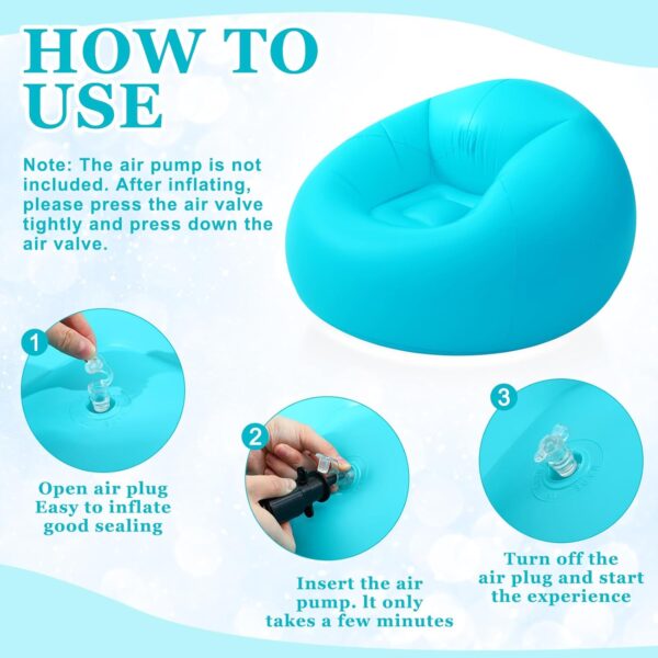 Inflatable Bean Bag Chair for Adult Bean Bag Sofa Chair Blow up Inflatable Furniture for Indoor Outdoor Living Room Bedroom Balcony Travel Party Accessories(Lake Blue,2 Pcs) - Image 3