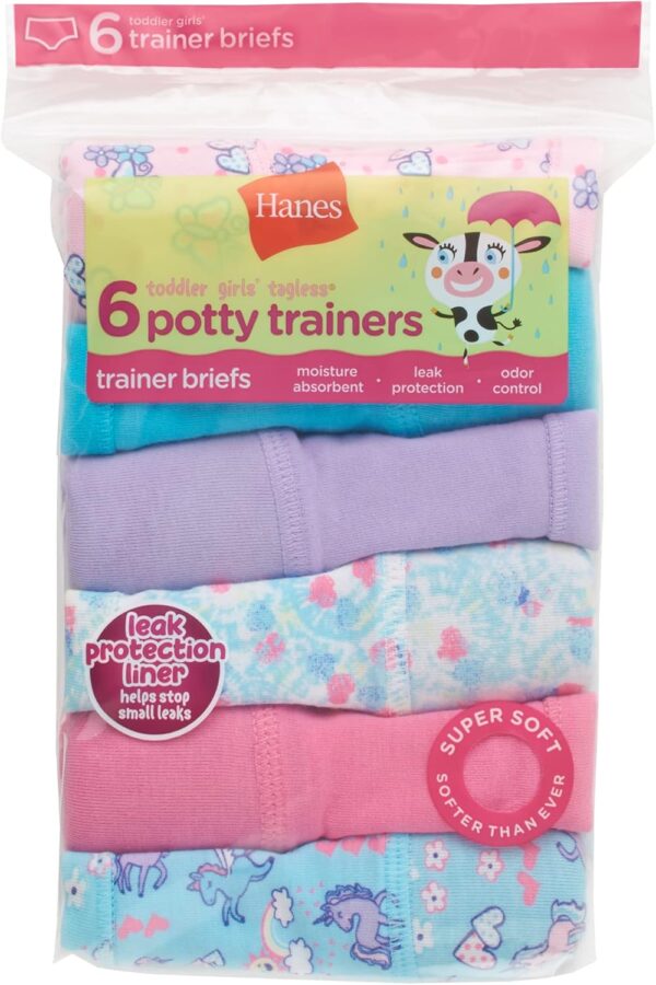 Hanes Girls Hanes Toddler Girls' Potty Trainer Briefs, 6-Pack - Image 5