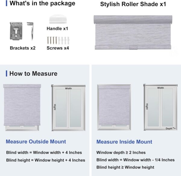 Boolegon Blackout Roller Shades for Windows Cordless Roller Blinds with Cassette Valance Roller Window Blinds Thermal Insulation Energy Saving Shades for Home Door Office,Beige,Custom Sizes - Image 7