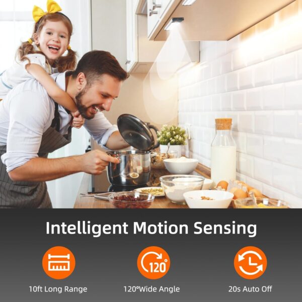 Under Cabinet Lighting, Motion Sensor Light Indoor, Rechargeable Closet Lights Battery Operated，Dimmable Under Cabinet Lights, Magnetic LED Lights for Bedroom, Under Counter Lights for Kitchen, 7.8" - Image 2