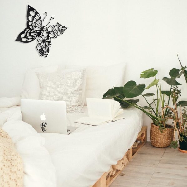 EZ4ENCE Butterfly Decoration Wall Art, Metal Hanging, Wall Home Decor, Boho, Nature Themed, Bohemian Style, for Bedroom Living Room Home Wall, Black, Large - Image 4