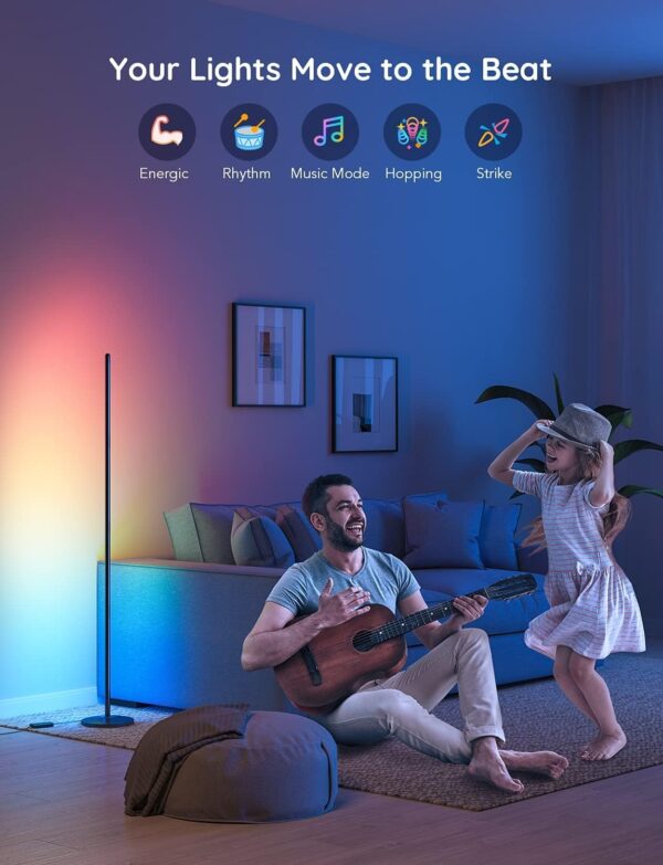 Govee RGBIC Floor Lamp, LED Corner Lamp Works with Alexa, 1000 Lumen Smart Modern Floor Lamp with Music Sync and 16 Million DIY Colors, Color Changing Standing Floor Lamp for Bedroom Living Room Black - Image 6