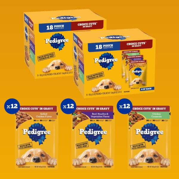 Pedigree Choice Cuts In Gravy Dog Food 18-Count Chicken Casserole Variety Pack, 3.5 oz Pouches (Pack of 2) - Image 2