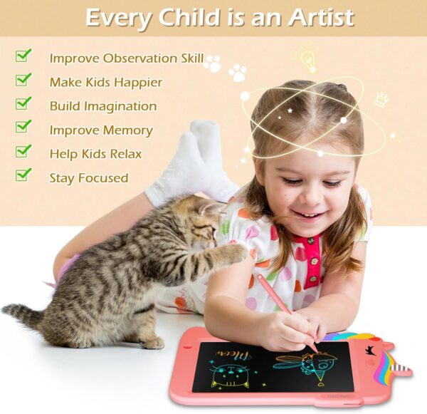 Jasonwell LCD Drawing Writing Tablet - Drawing Pad Doodle Board for Kids Toddlers Drawing Toy Educational Learning Toys Christmas Birthday Gift 2 3 4 5 6 7 8 Year Old Girls Boys (Pink Unicorn) - Image 6