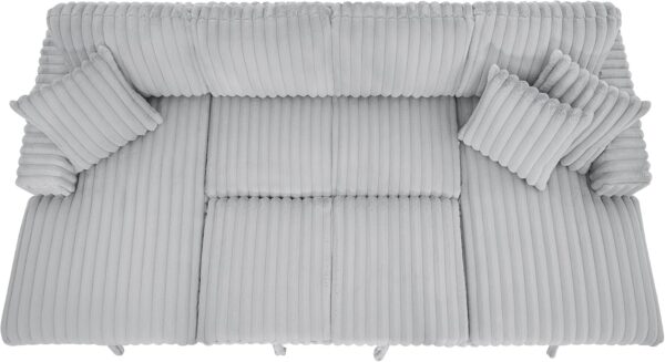 122'' Convertible U-Shaped Faux Rabbit Fur Plush Sectional Sleeper Sofa, Upholstered Cloud Couch Pull-Out Sofa Bed with Storage Chaise and 3 Throw Pillows for Living Room (Grey, 122'' x 64'') - Image 5