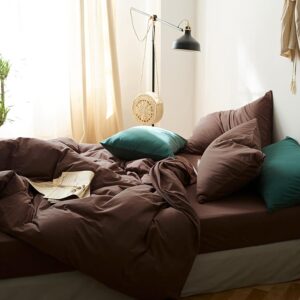 Duvet Cover Set Queen Size Brown Duvet Cover Solid Mocha Coffee Color Bedding Duvet Cover 3 Pieces Minimalist Soft Microfiber Comforter Cover with Zipper Ties Gift for Men Women